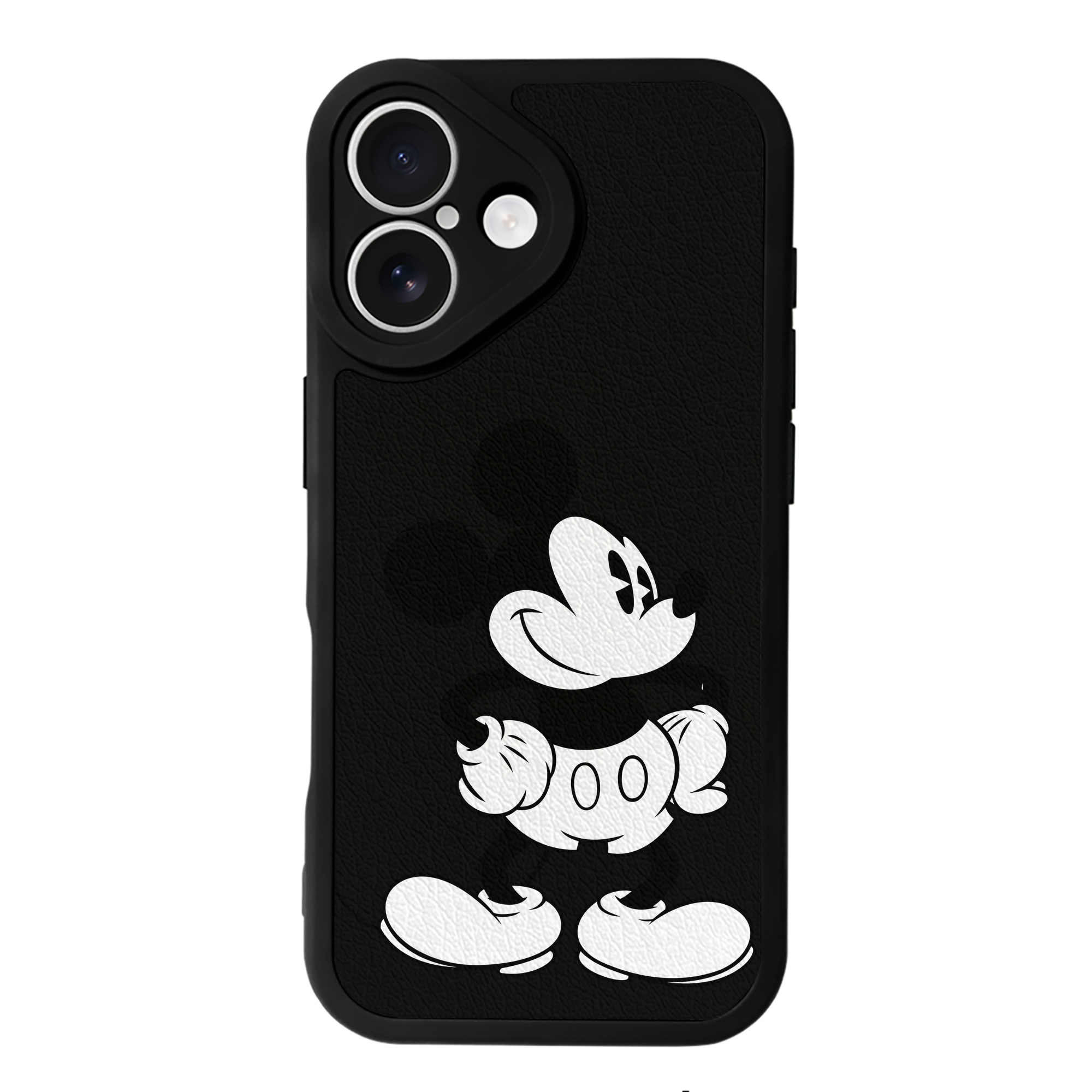（画像用） ミッキーマウス Mickey Mouse 【iPhone 16シリーズ対応】シリコンスマホケース（レザー調） 材質：シリコン